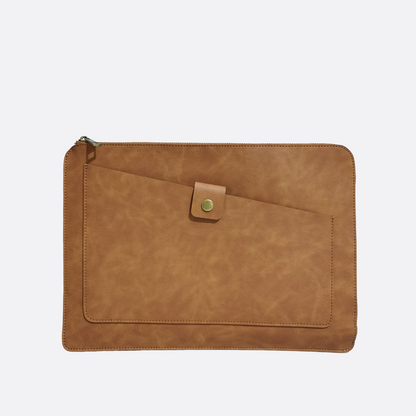 Snap design genuine cowhide leather clutch/laptop sleeve / laptop folio