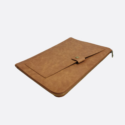 Snap design genuine cowhide leather clutch/laptop sleeve / laptop folio