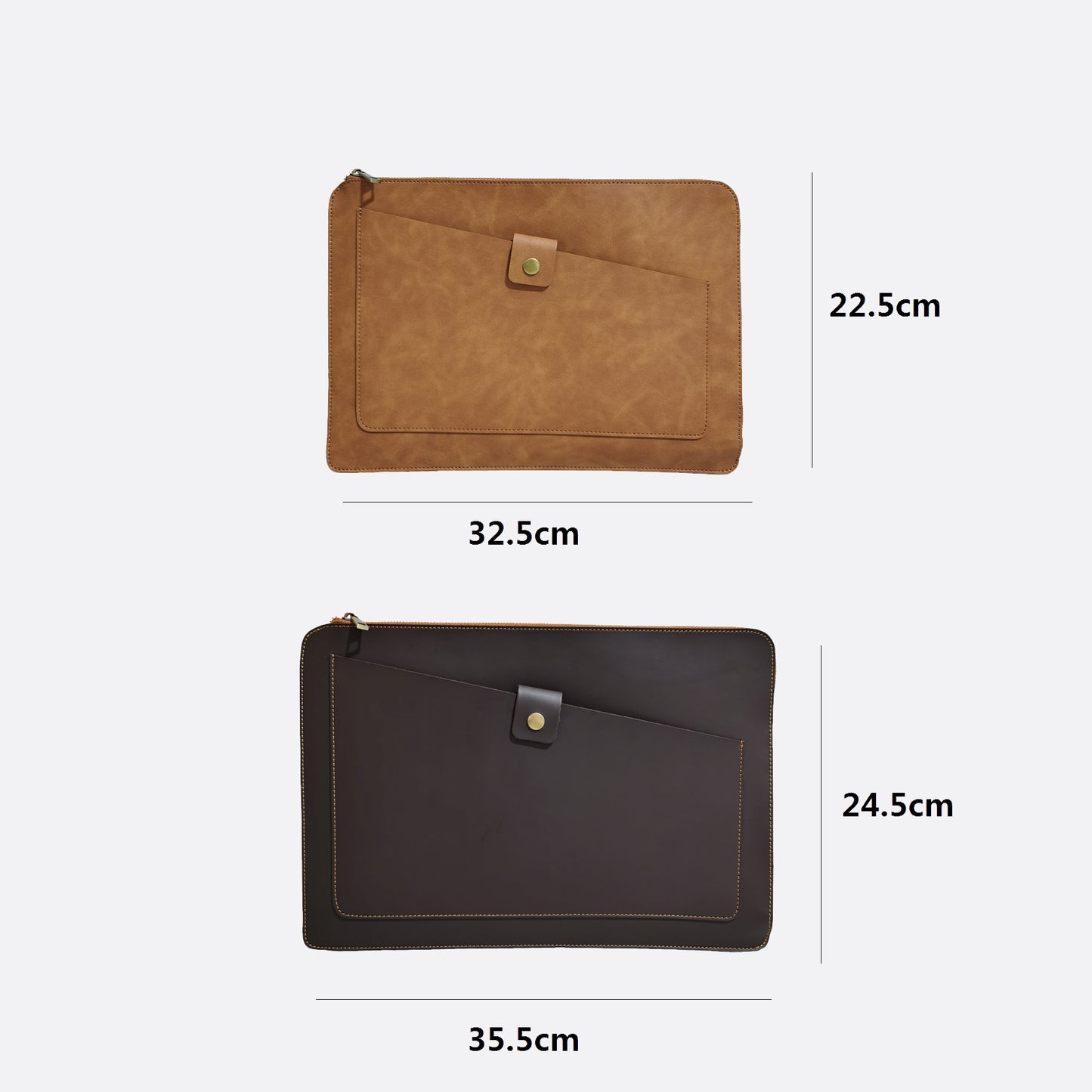 Snap design genuine cowhide leather clutch/laptop sleeve / laptop folio