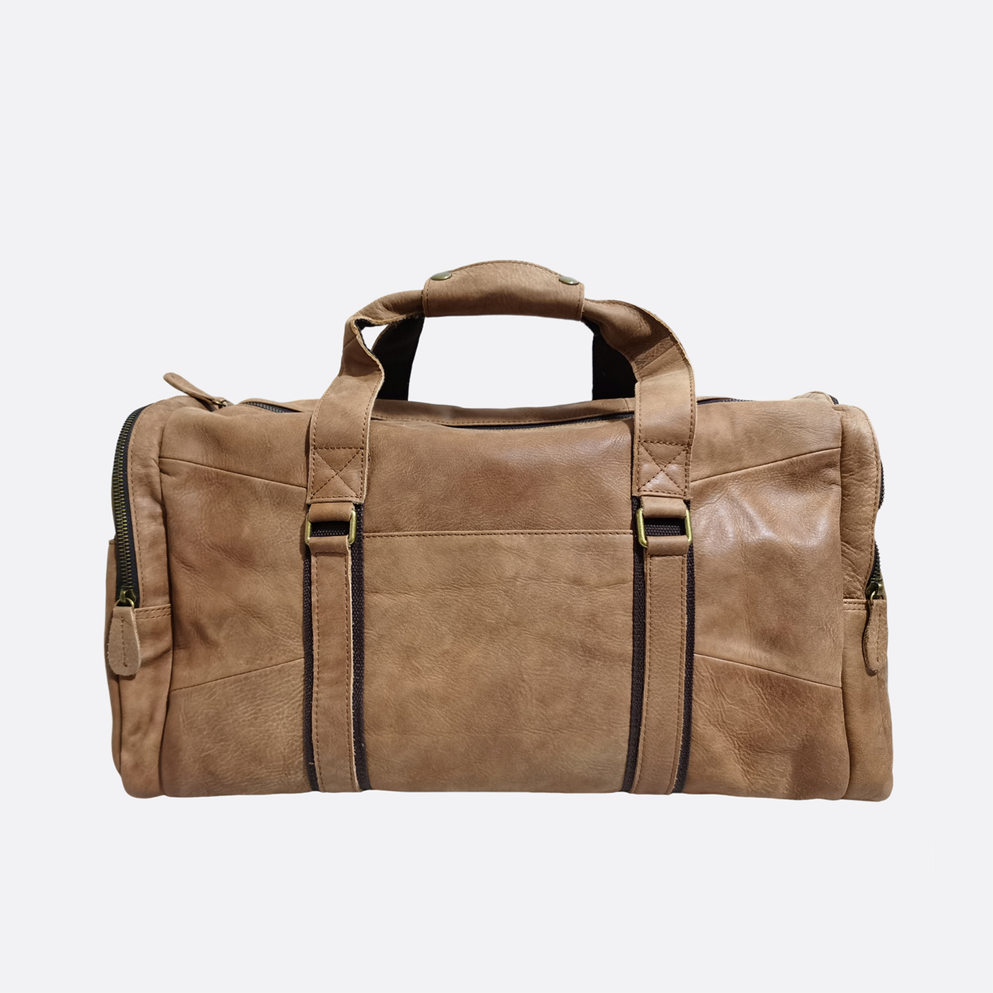 Genuine cowhide leather duffel travel bag