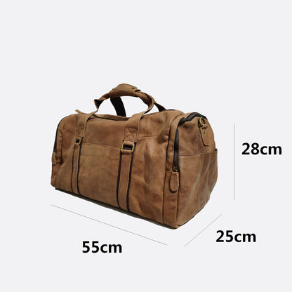 Genuine cowhide leather duffel travel bag
