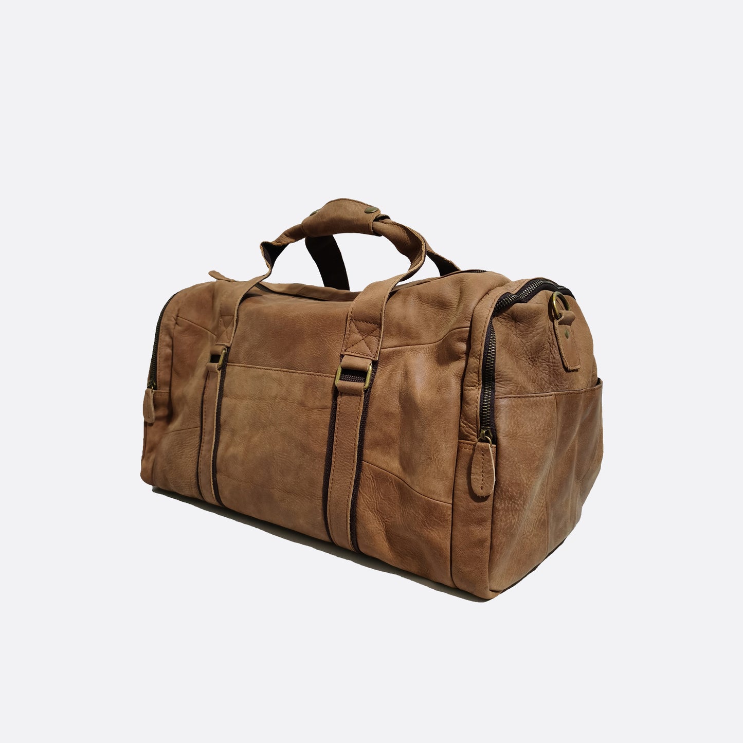Genuine cowhide leather duffel travel bag