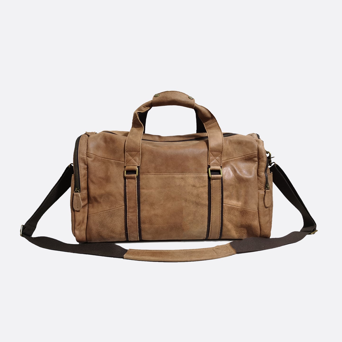 Genuine cowhide leather duffel travel bag