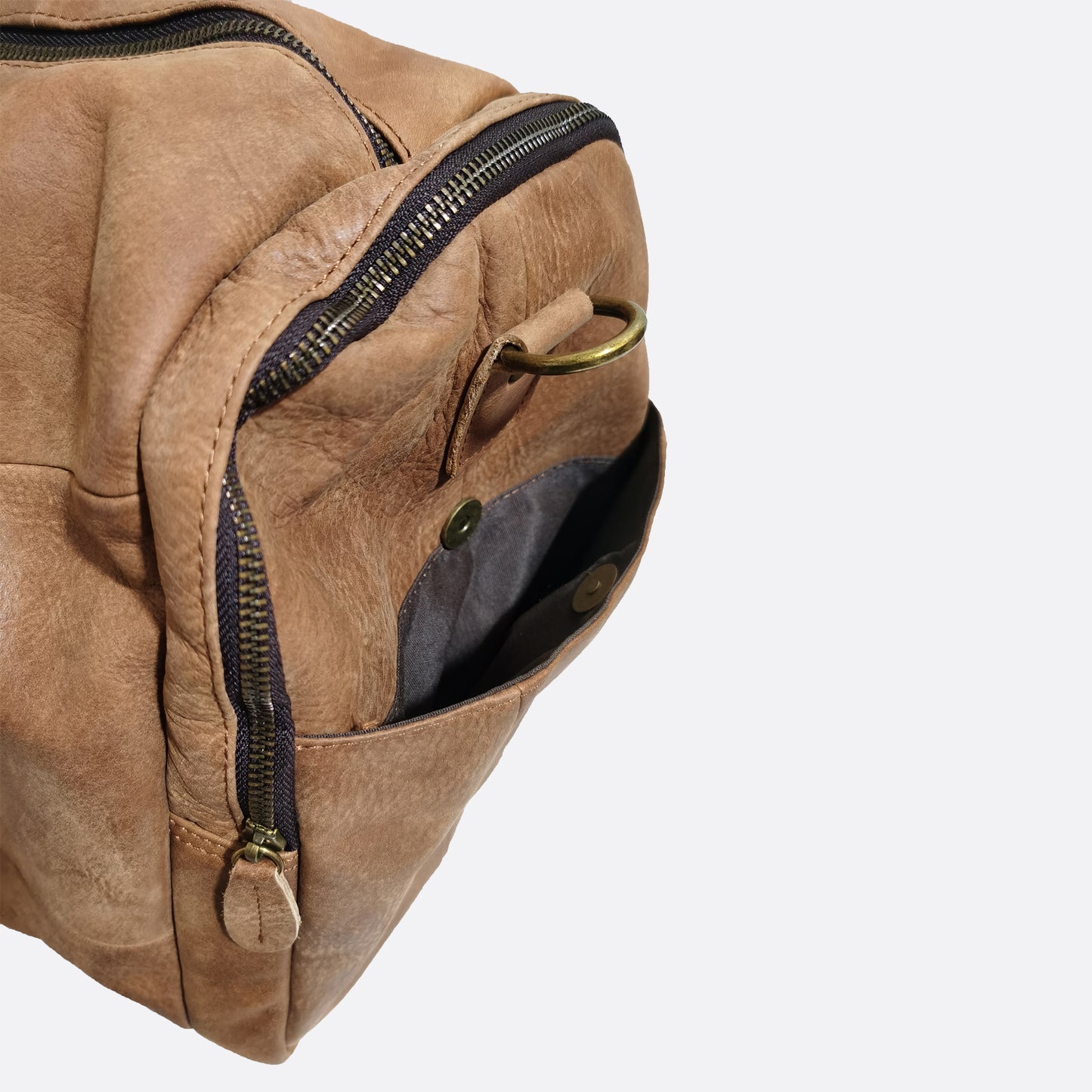 Genuine cowhide leather duffel travel bag
