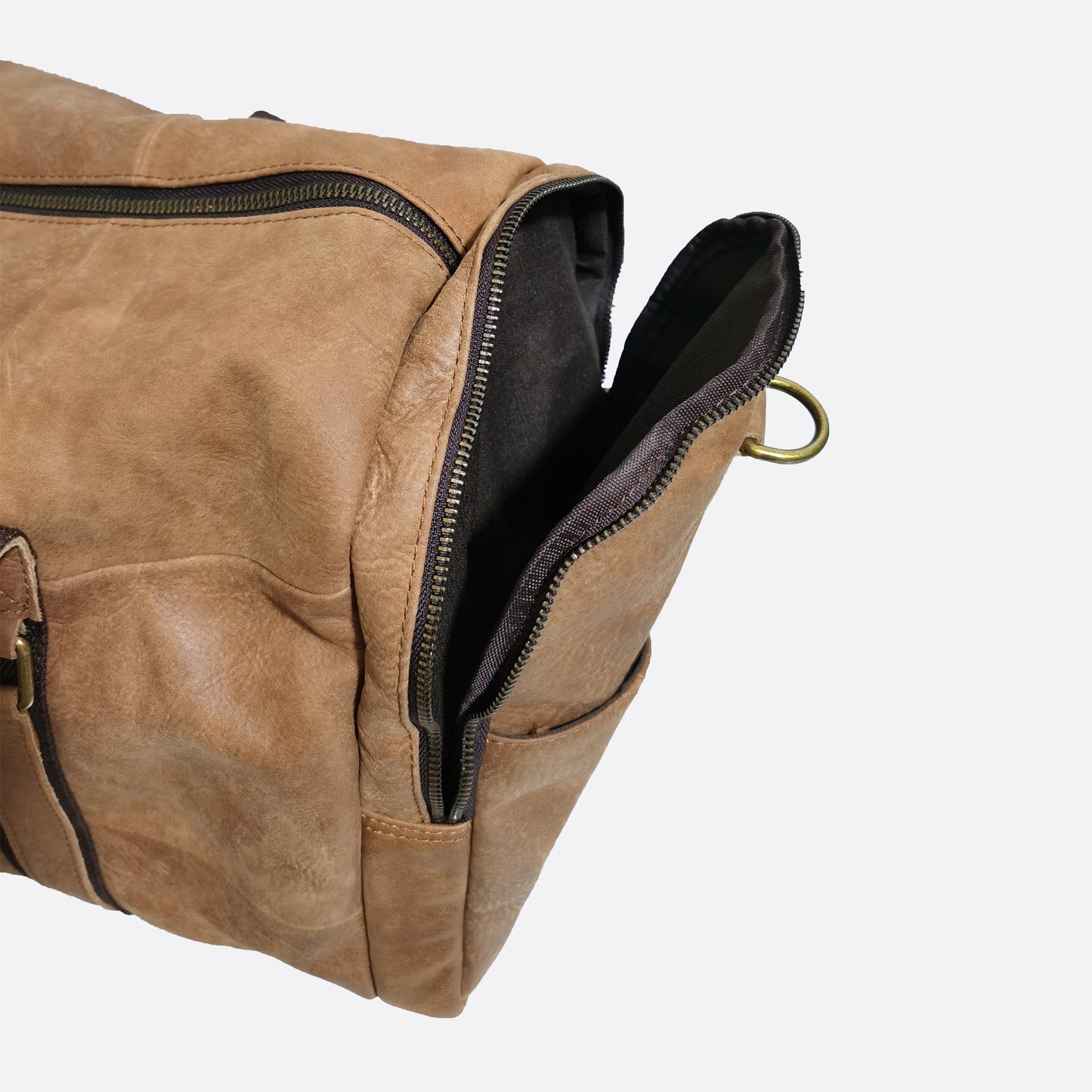 Genuine cowhide leather duffel travel bag