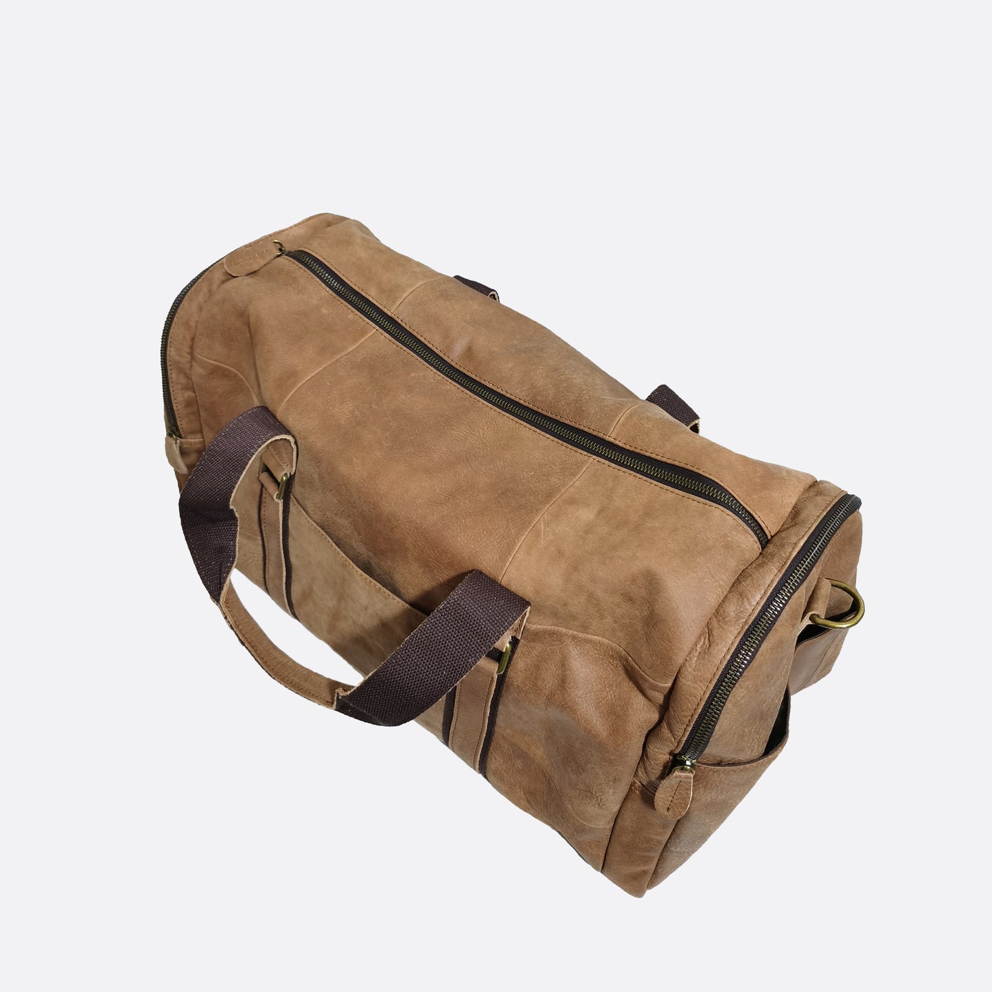 Genuine cowhide leather duffel travel bag