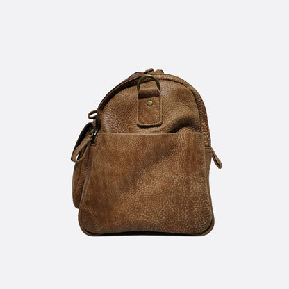 Poches design genuine cowhide leather duffel travel bag with strap