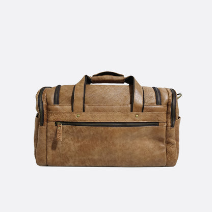Poches design genuine cowhide leather duffel travel bag with strap