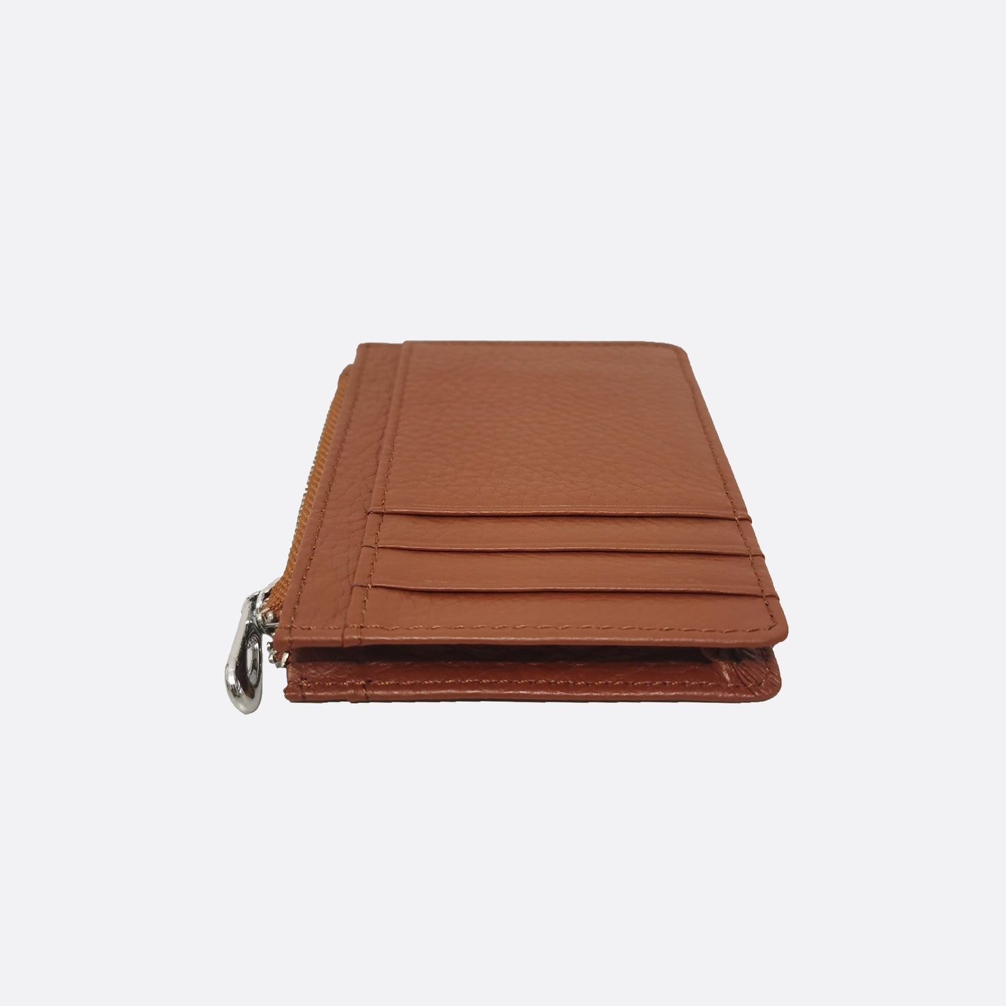 Genuine cowhide leather card holder with zip