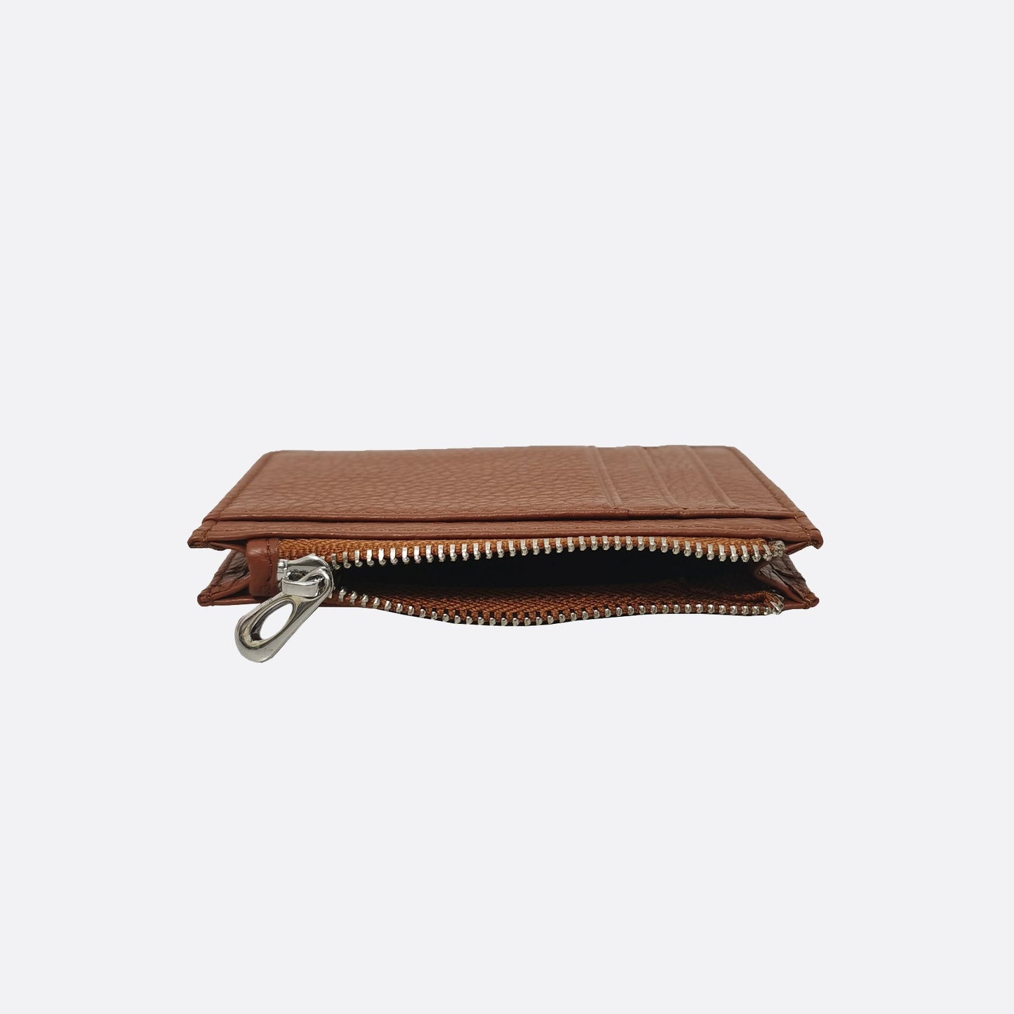 Genuine cowhide leather card holder with zip