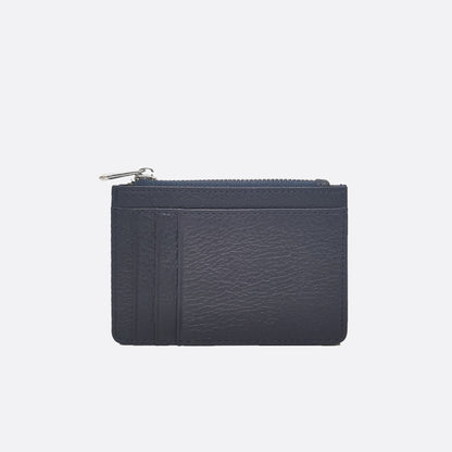 Genuine cowhide leather card holder with zip