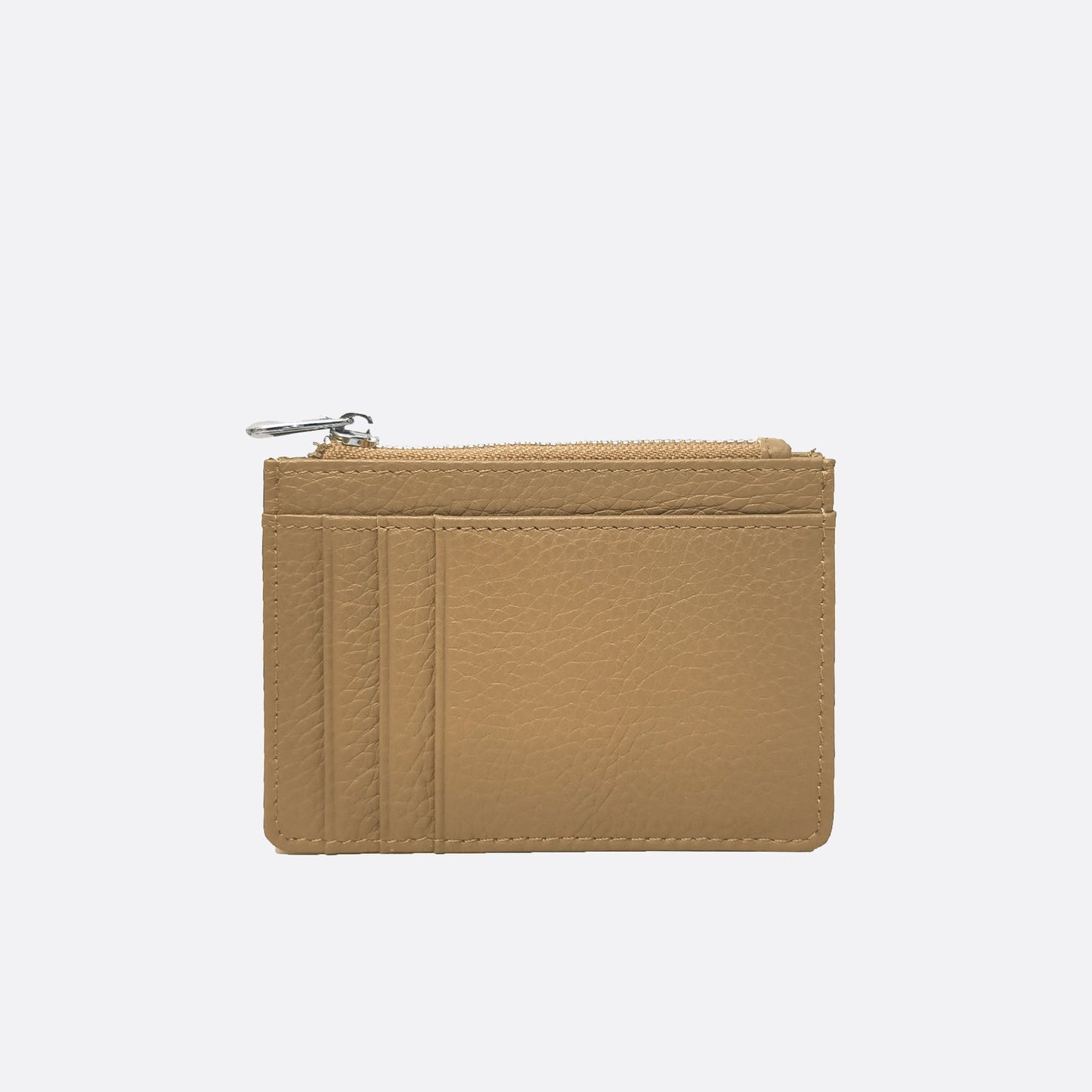 Genuine cowhide leather card holder with zip