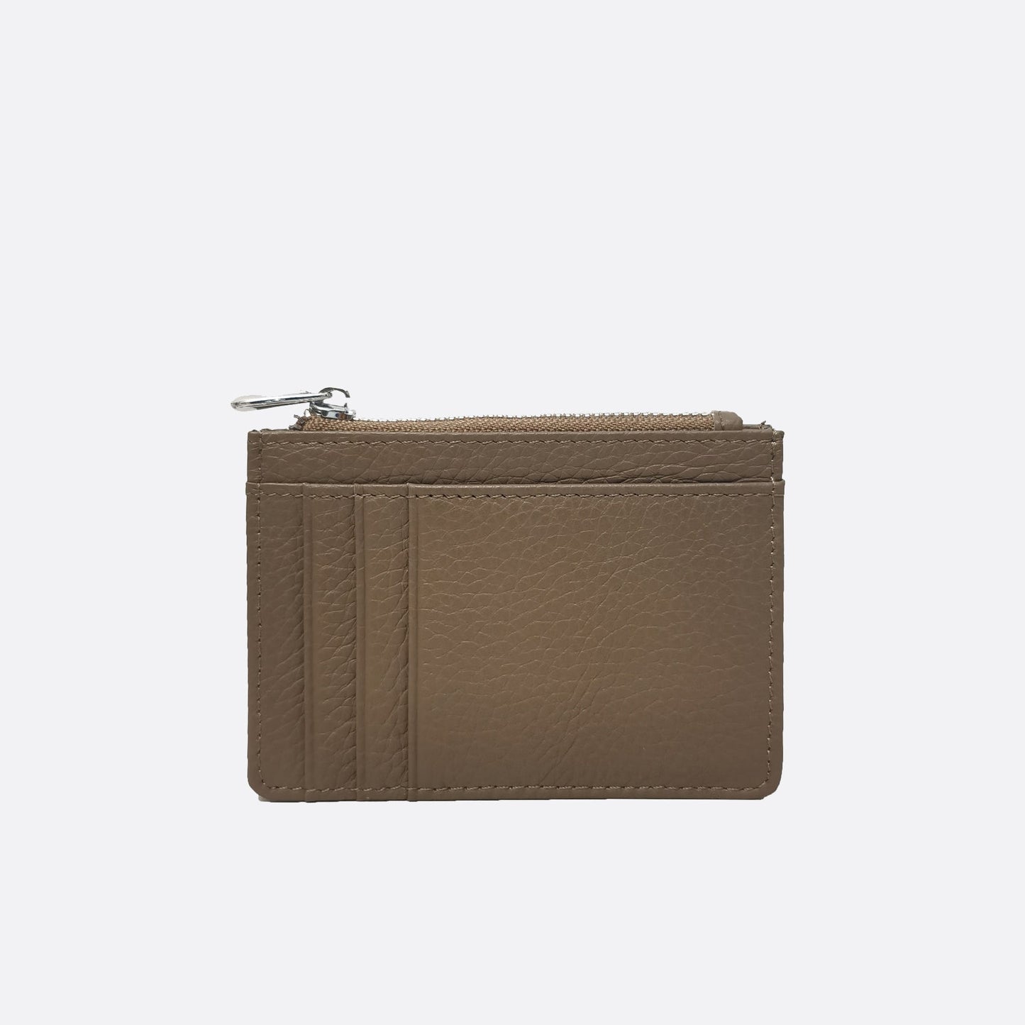 Genuine cowhide leather card holder with zip