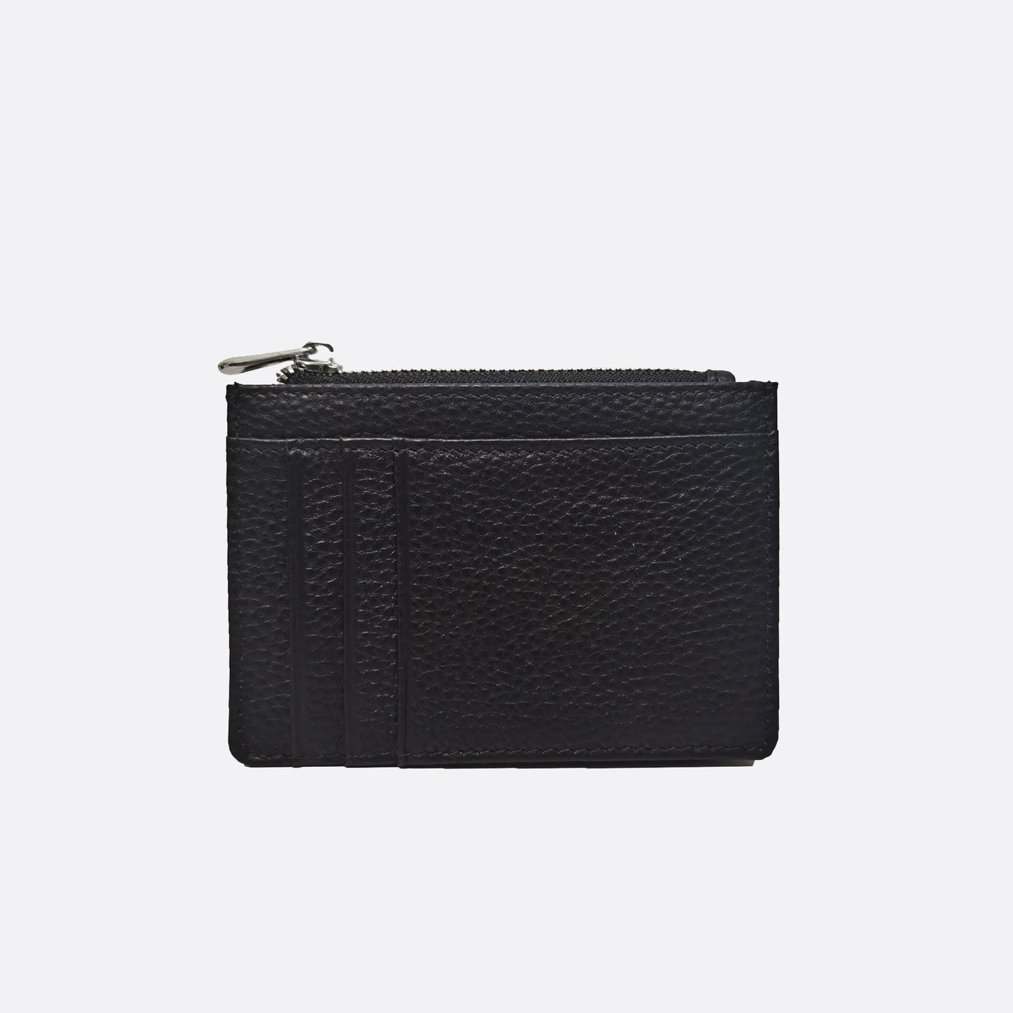 Genuine cowhide leather card holder with zip