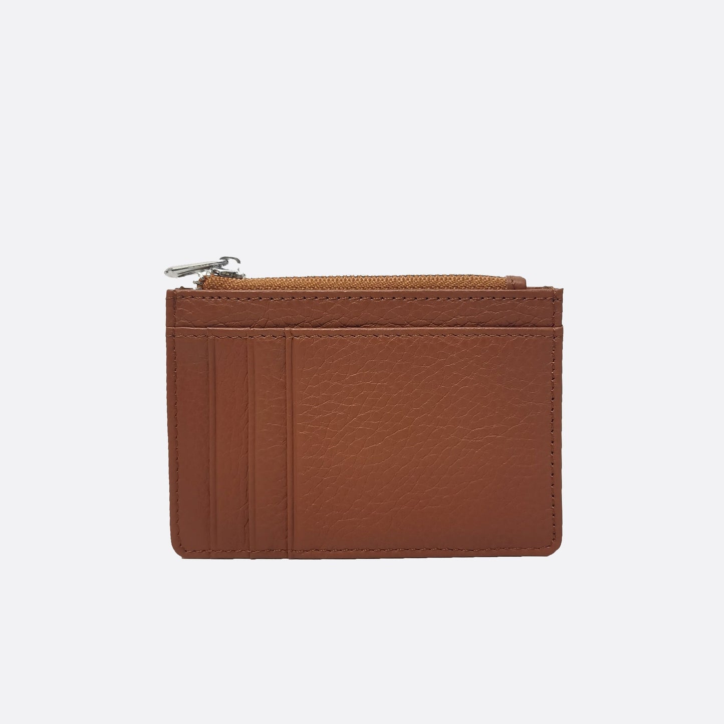 Genuine cowhide leather card holder with zip