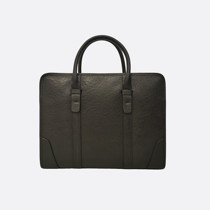 Double belt design genuine cowhide leather briefcase with sling