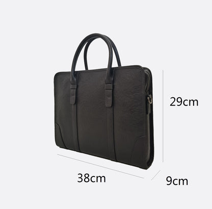 Double belt design genuine cowhide leather briefcase with sling