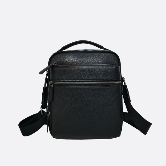 Zip design genuine cowhide leather sling bag