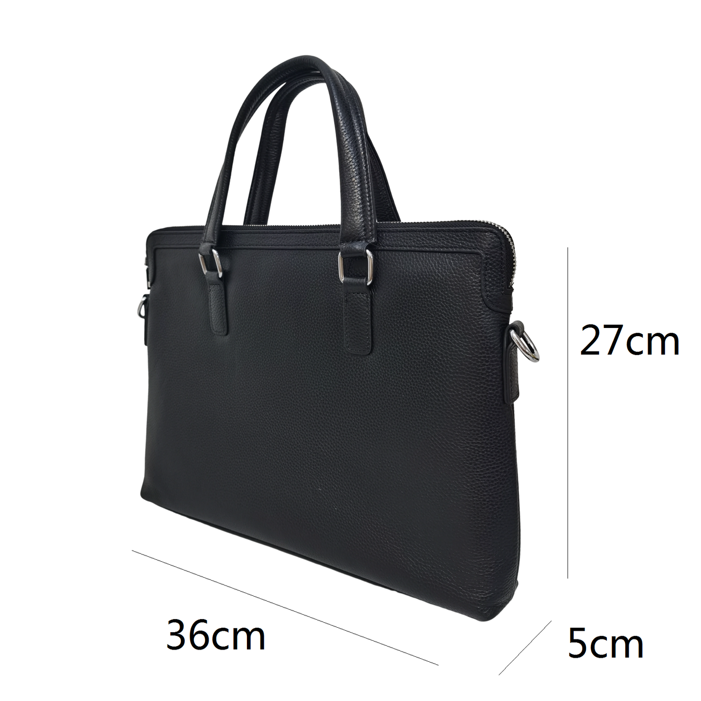 Lev V2 design genuine cowhide leather slim briefcase with sling