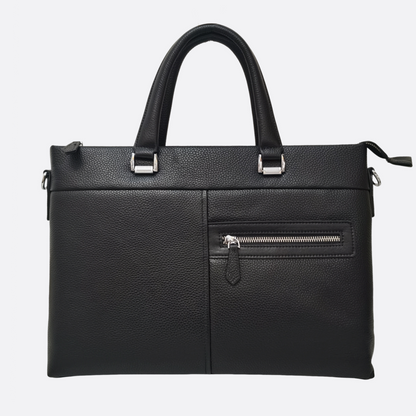 Multi zip design genuine cowhide leather slim briefcase with sling