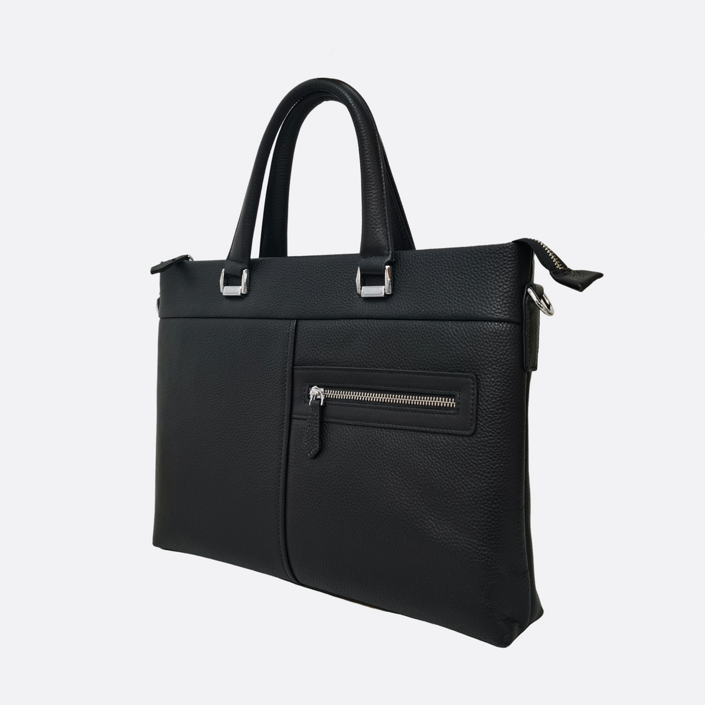 Multi zip design genuine cowhide leather slim briefcase with sling