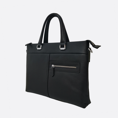 Multi zip design genuine cowhide leather slim briefcase with sling