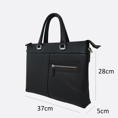 Multi zip design genuine cowhide leather slim briefcase with sling