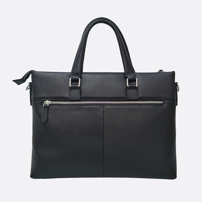 Multi zip design genuine cowhide leather slim briefcase with sling