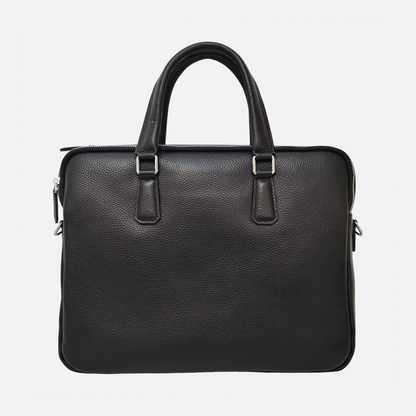 Triple zip design cowhide leather briefcase with sling