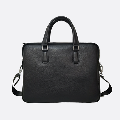 Triple zip design cowhide leather briefcase with sling