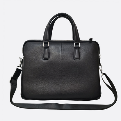 Triple zip design cowhide leather briefcase with sling