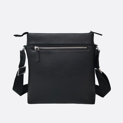 Multi zip design genuine cowhide leather sling bag