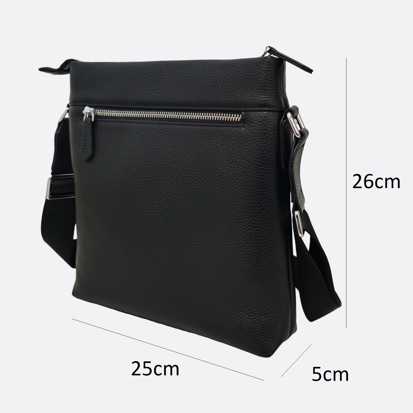 Multi zip design genuine cowhide leather sling bag