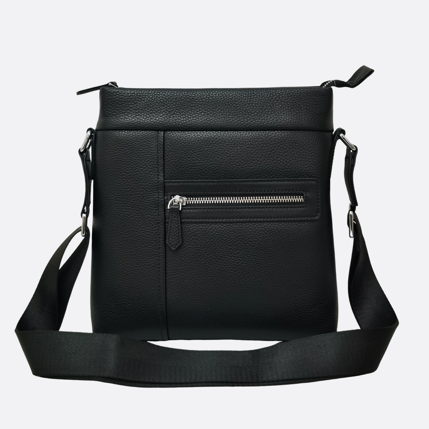 Multi zip design genuine cowhide leather sling bag
