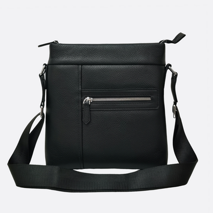 Multi zip design genuine cowhide leather sling bag