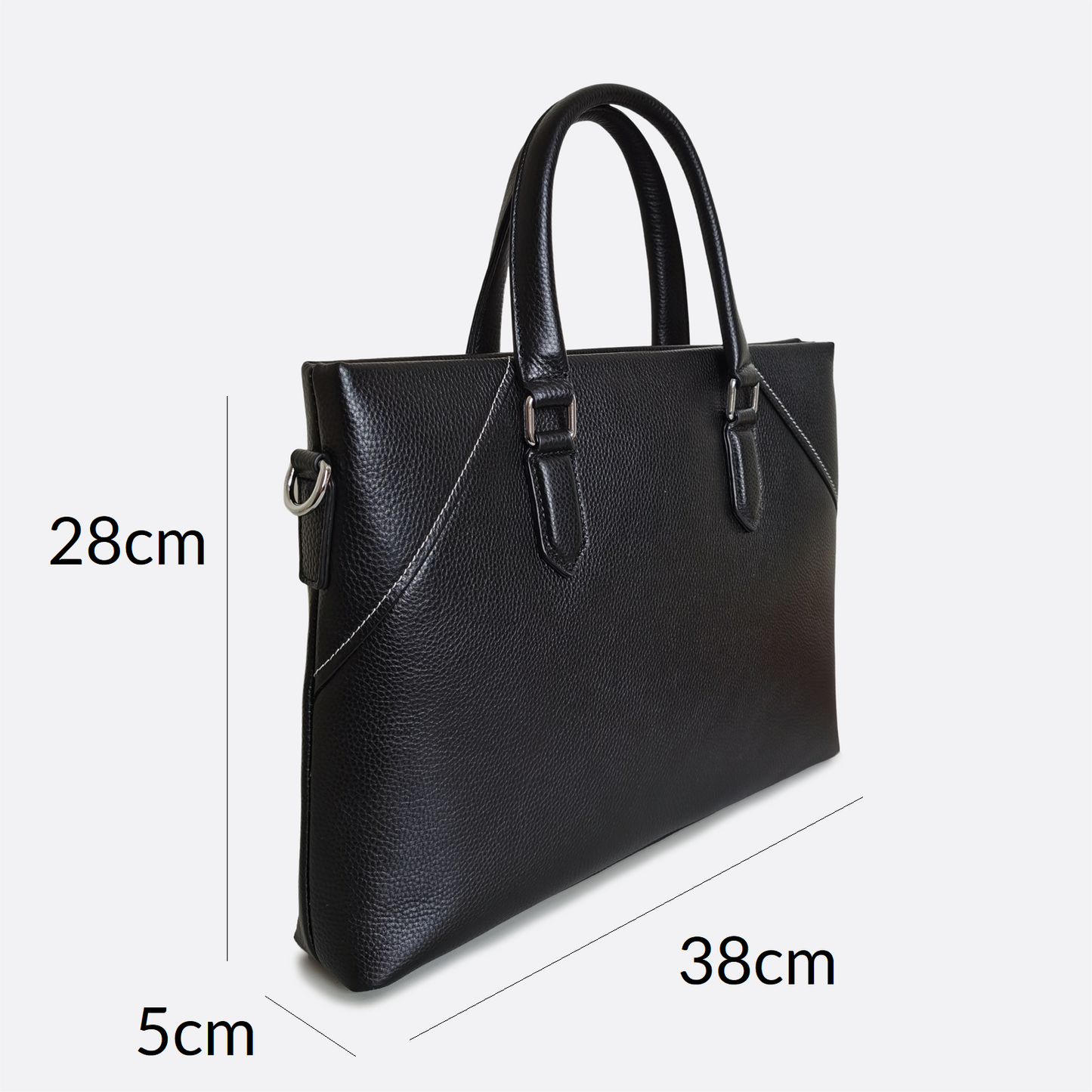 Lev design genuine cowhide leather slim briefcase with sling