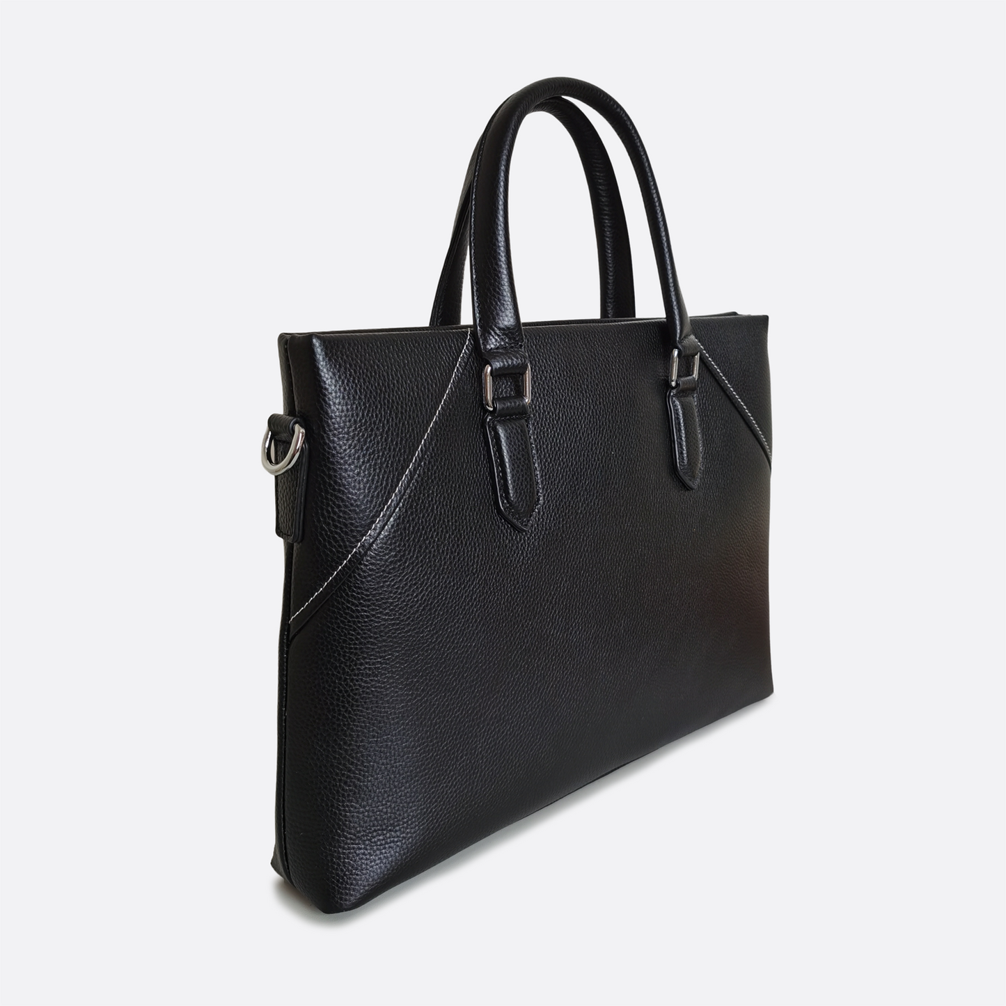 Lev design genuine cowhide leather slim briefcase with sling