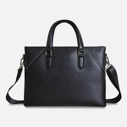 Lev design genuine cowhide leather slim briefcase with sling