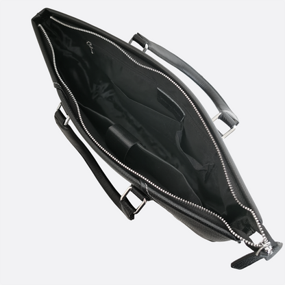 Lev design genuine cowhide leather slim briefcase with sling