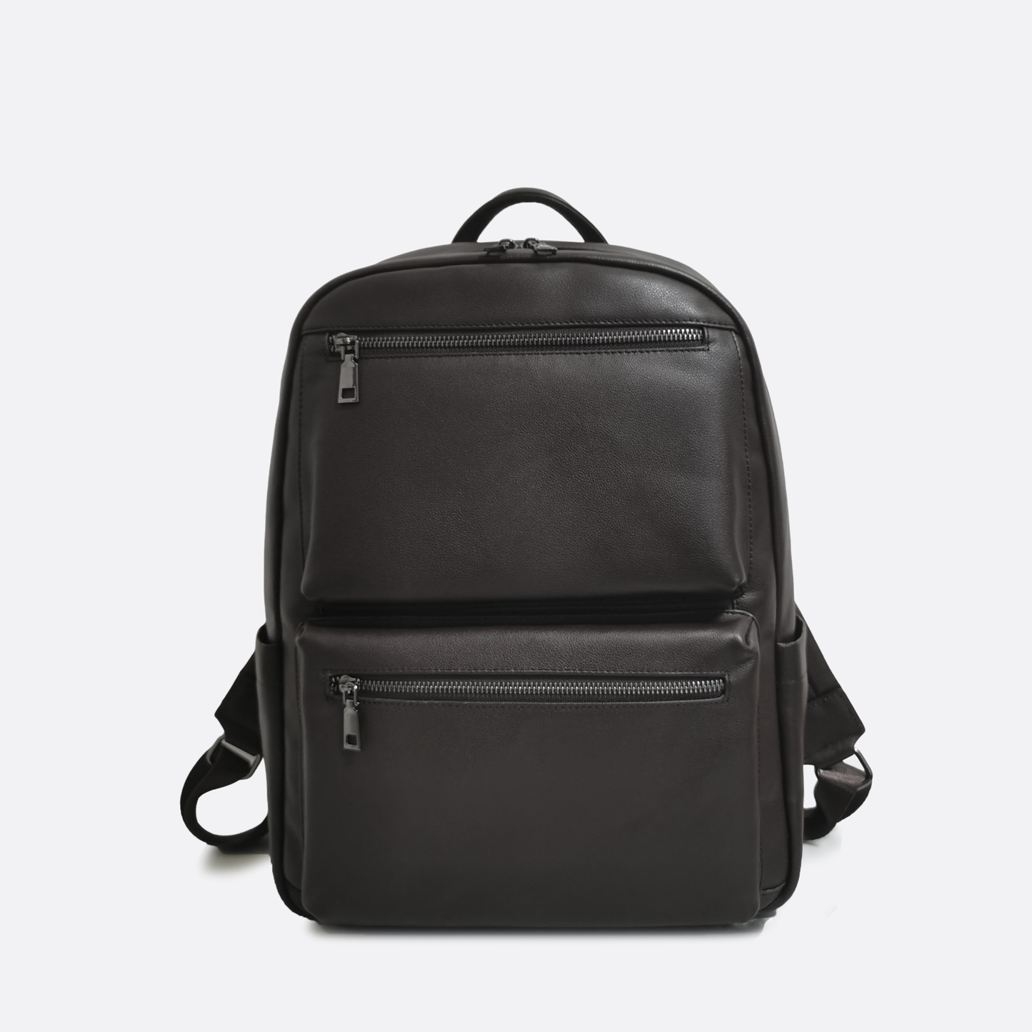 Multi zip V2 design genuine cowhide leather backpack