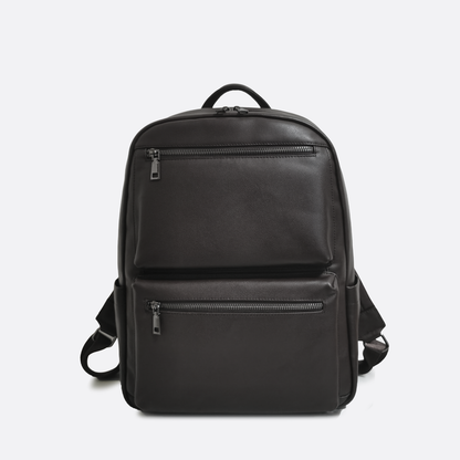 Multi zip V2 design genuine cowhide leather backpack