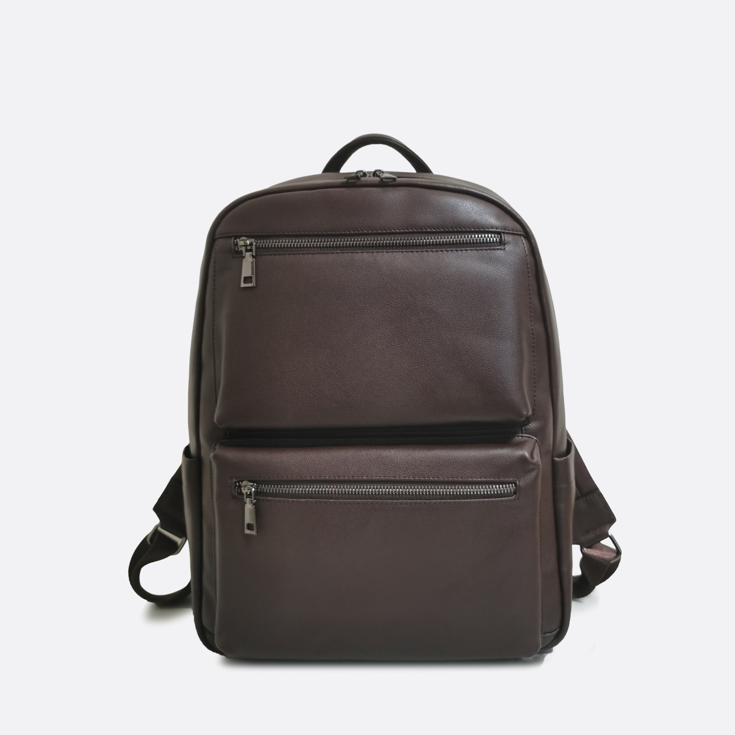 Multi zip V2 design genuine cowhide leather backpack