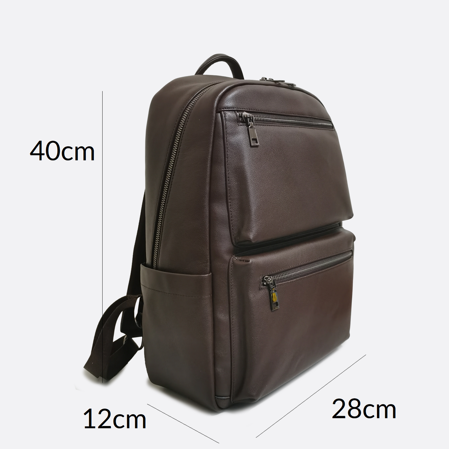 Multi zip V2 design genuine cowhide leather backpack