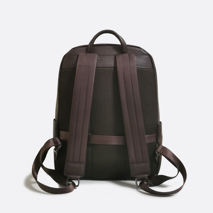 Multi zip V2 design genuine cowhide leather backpack