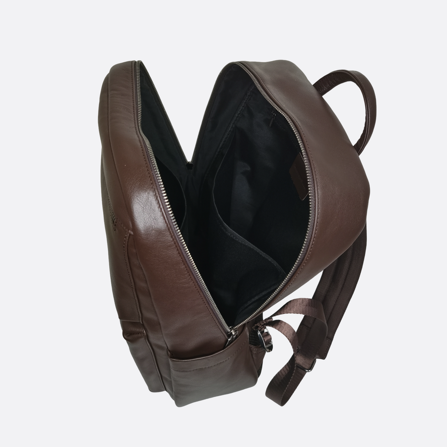 Multi zip V2 design genuine cowhide leather backpack