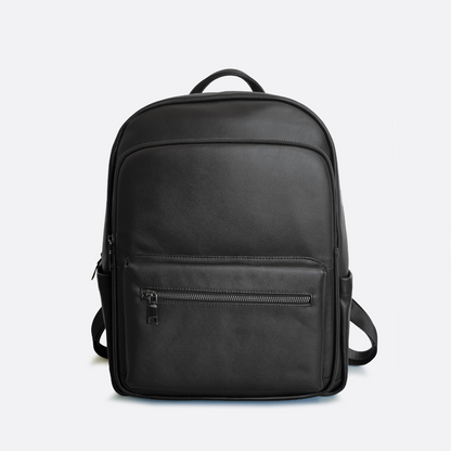 Multi zip V3 design genuine cowhide leather backpack with luggage/trolley sleeve