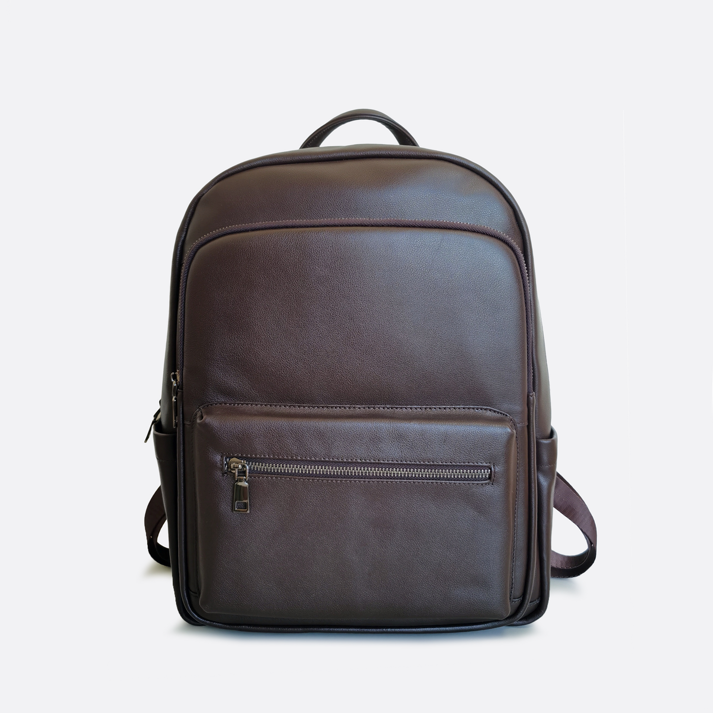 Multi zip V3 design genuine cowhide leather backpack with luggage/trolley sleeve