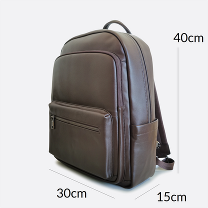Multi zip V3 design genuine cowhide leather backpack with luggage/trolley sleeve