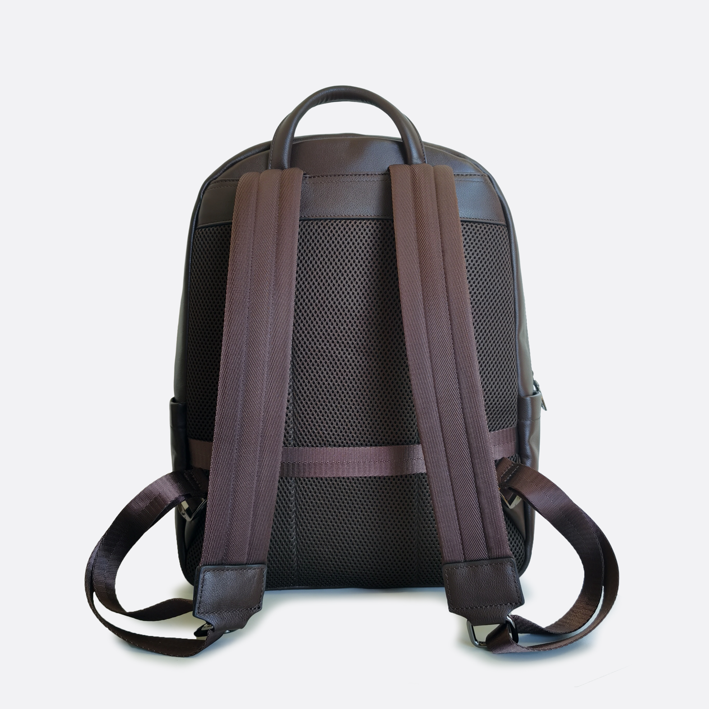 Multi zip V3 design genuine cowhide leather backpack with luggage/trolley sleeve