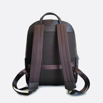 Multi zip V3 design genuine cowhide leather backpack with luggage/trolley sleeve